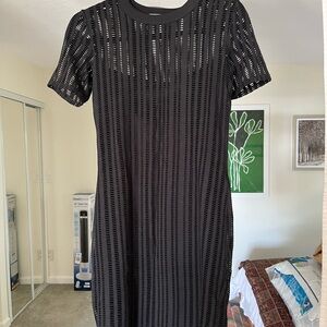 Chic Black Mesh Mini Dress